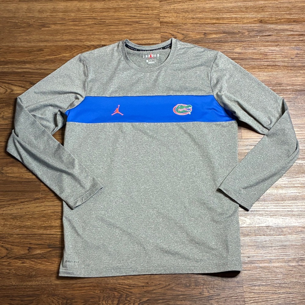 Jordan Florida Gators Dri-FIT Long Sleeve Shirt Mens L Gray Blue NCAA